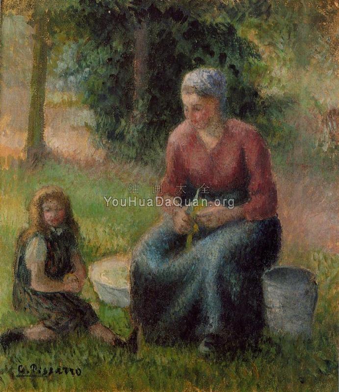Peasant Woman and Her Daughter, Eragny - 卡米耶·毕沙罗